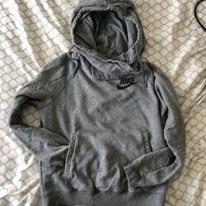 Gray Nike hoodie.